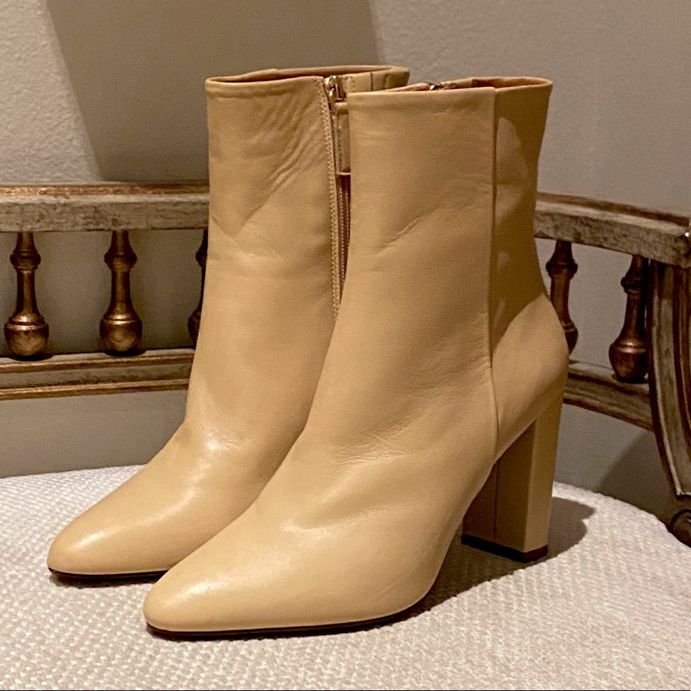 Sezane "Adele" Nude Leather Boots | Fits 8-8.5
